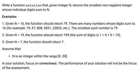 Use as it gives the quotient on division in which the digits after the decimal point are removed. . Write a function solution that given an integer n returns the smallest non negative